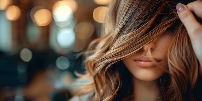styled blonde waves at the hair salon