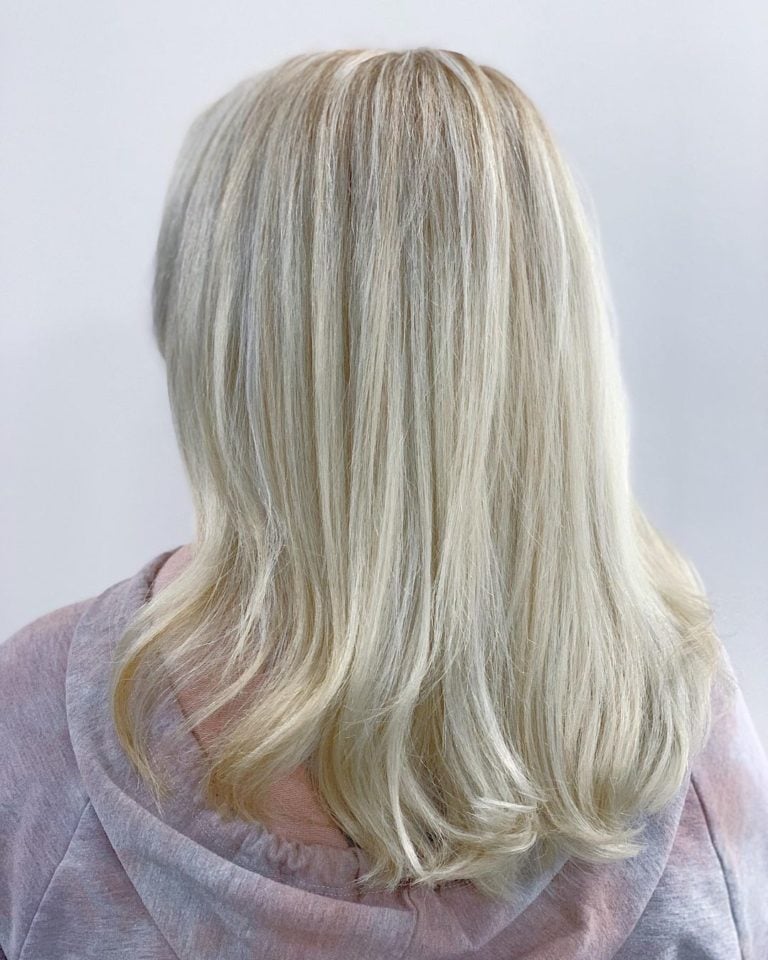 softly blended blonde and grey hair