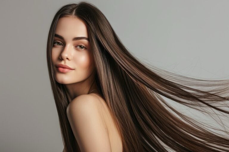 sleek straight hair after a keratin smoothing treatment